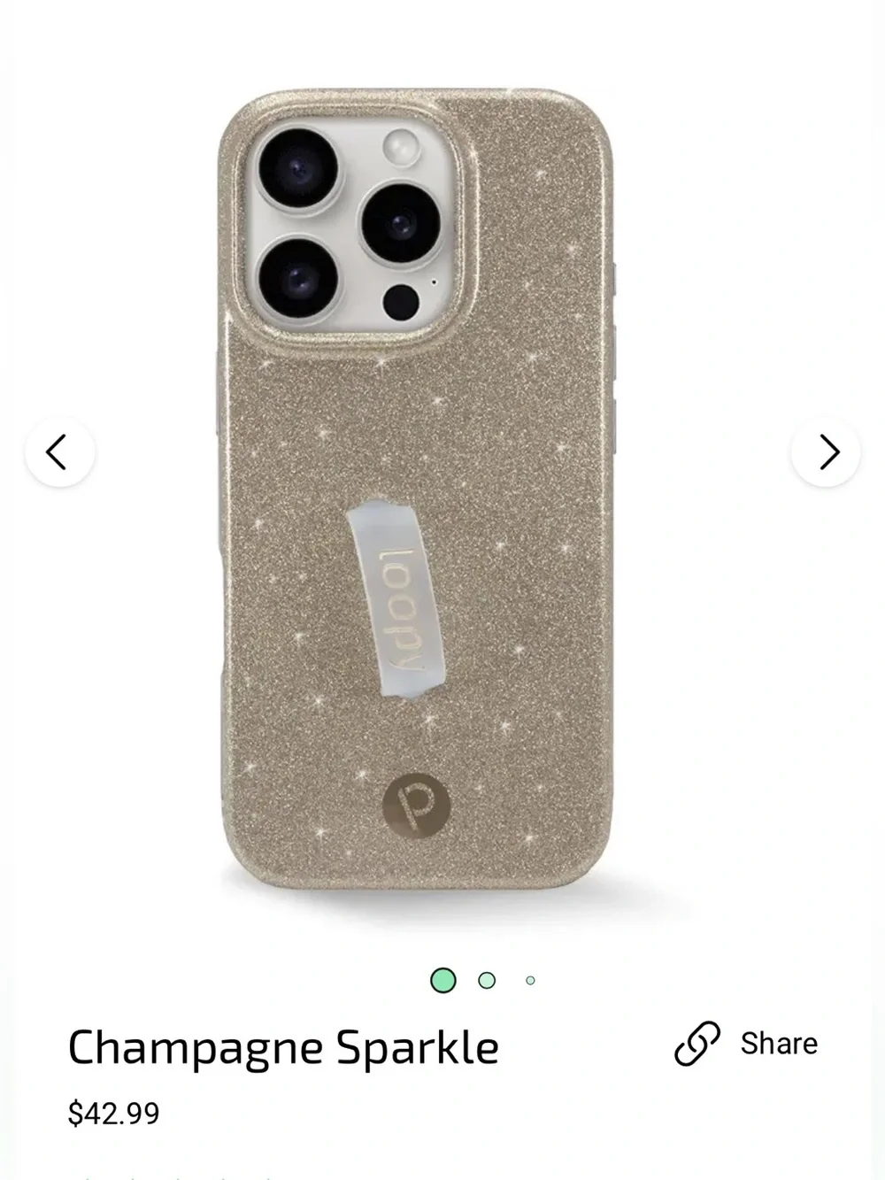 LIKE NEW— Metallic Gold Glitter Loopy Case